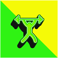 Barbell Green and yellow modern 3d vector icon logo