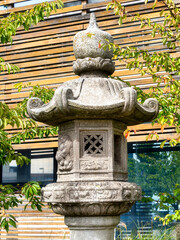 Fototapeta na wymiar Antique Stone Column in Japanase Cultural Centre in Toronto
