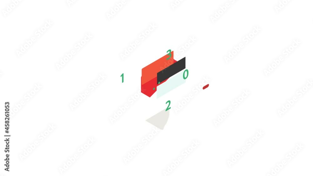 Poster digital clock icon animation isometric best object on white backgound