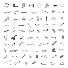 Vector set of hand-drawn arrows, elements for presentation