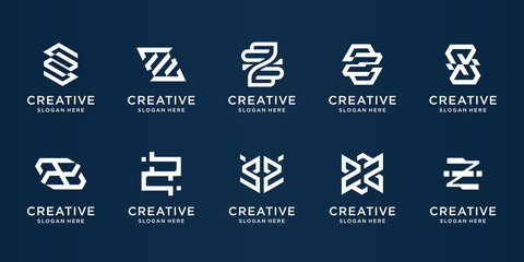 set of abstract monogram z logo.creative elegant luxury initial letter z logo collection inspiration