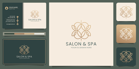 creative abstract salon logo with linear style design and business card template. salon and spa logo