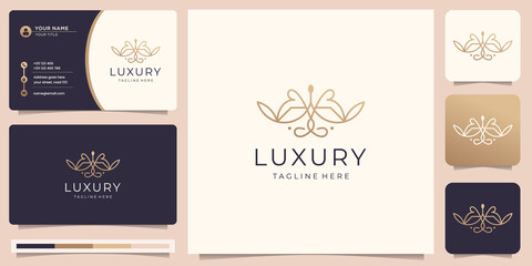 minimalist luxury line style. logo design and business card. ornament decoration abstract logo.