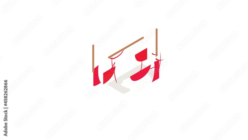 Poster Stage curtains icon animation isometric best object on white backgound - Posters