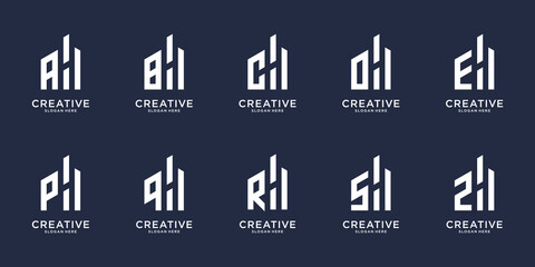 Fototapeta premium set of creative initial letter a-z with combined letter h logo design. set icon for your business.