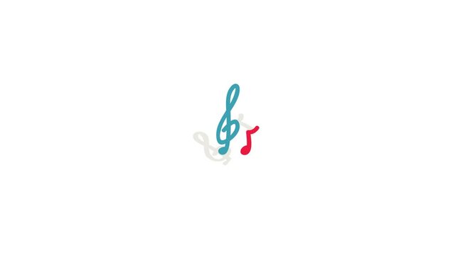 Music key and note icon animation isometric best object on white backgound
