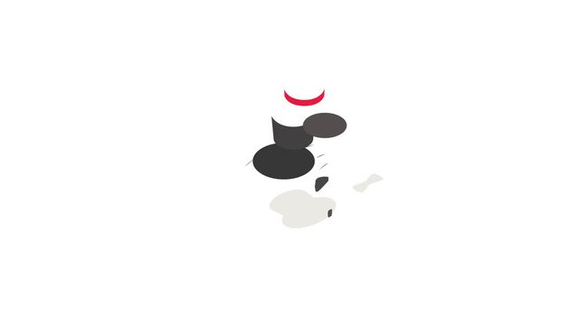 Black top hat and bow tie icon animation isometric best object on white backgound