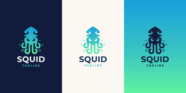 creative squid logo design concept set design with gradient color modern design inspiration.