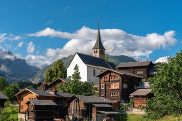 View of the village Ernen with the church of St. Georg