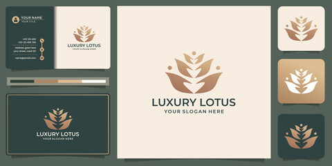 Fototapeta premium luxury lotus logo and creative concept design for your business of luxury,fashion,beauty spa.