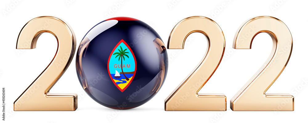 Poster 2022 with guamanian flag, 3d rendering