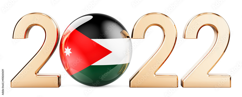 Poster 2022 with jordanian flag, 3d rendering