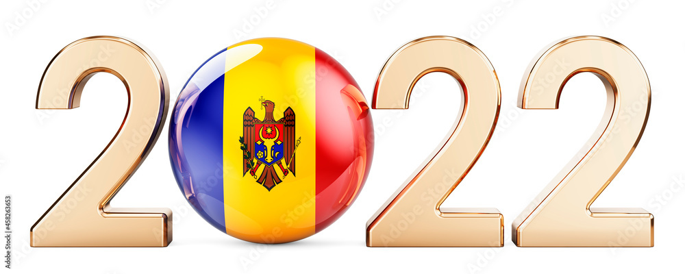 Poster 2022 with moldovan flag, 3d rendering