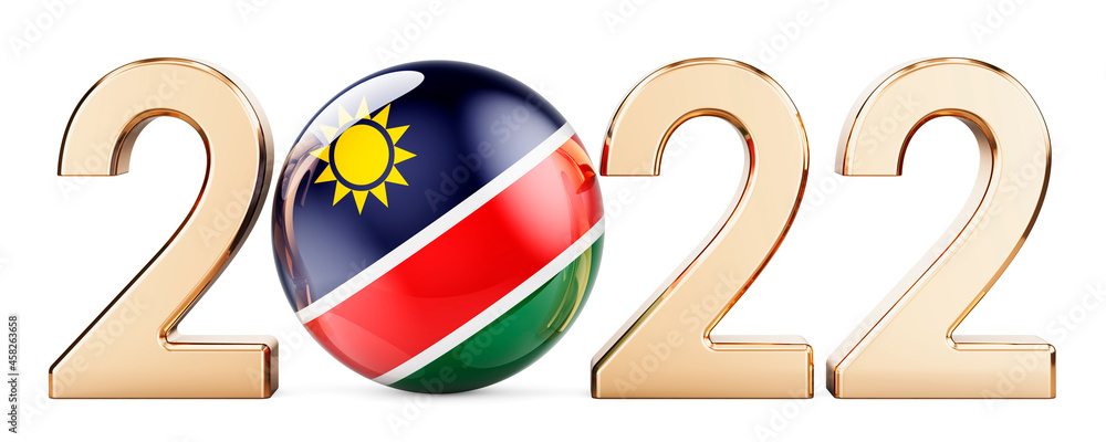 Poster 2022 with namibian flag, 3d rendering