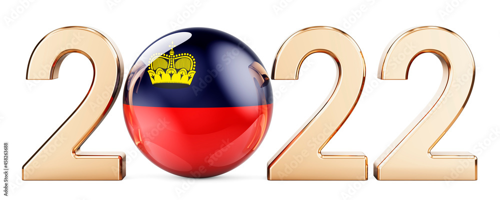 Poster 2022 with liechtensteiner flag, 3d rendering