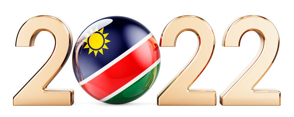 2022 with Namibian flag, 3D rendering