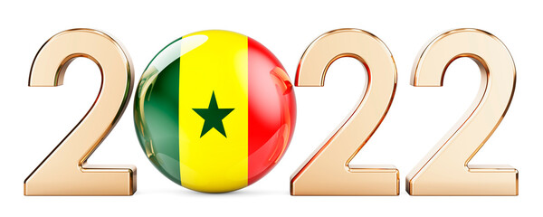 2022 with Senegalese flag, 3D rendering