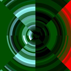 Circular background, phosphorescent lines, green radar screen