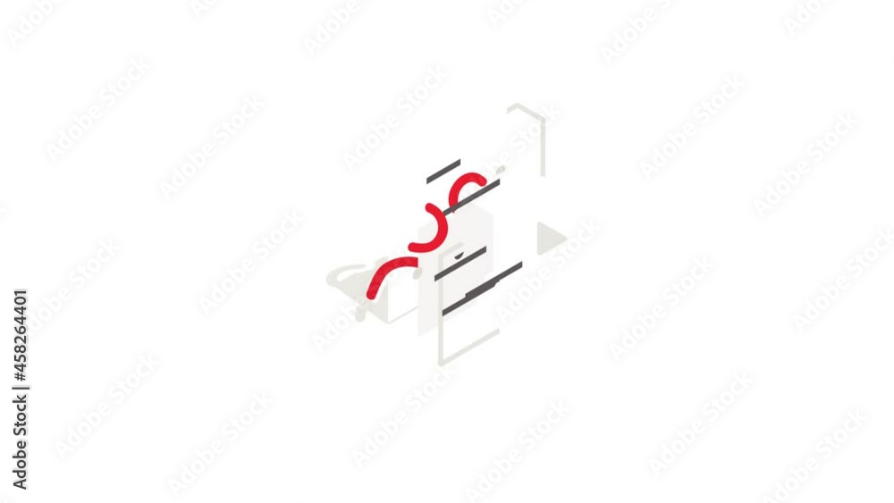 Poster computer worm, document destruction icon animation isometric best object on white backgound