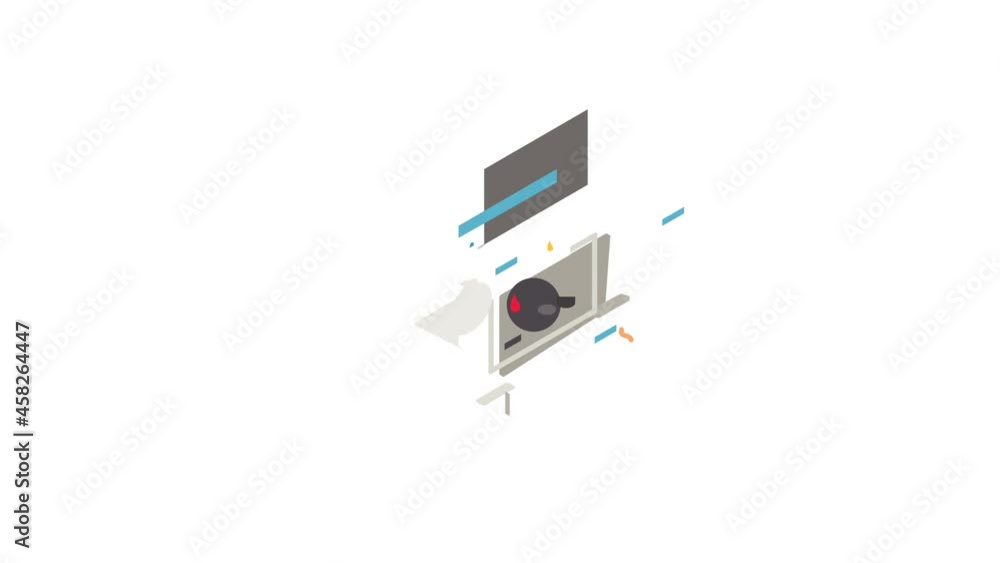 Poster bomb and computer monitor icon animation isometric best object on white backgound