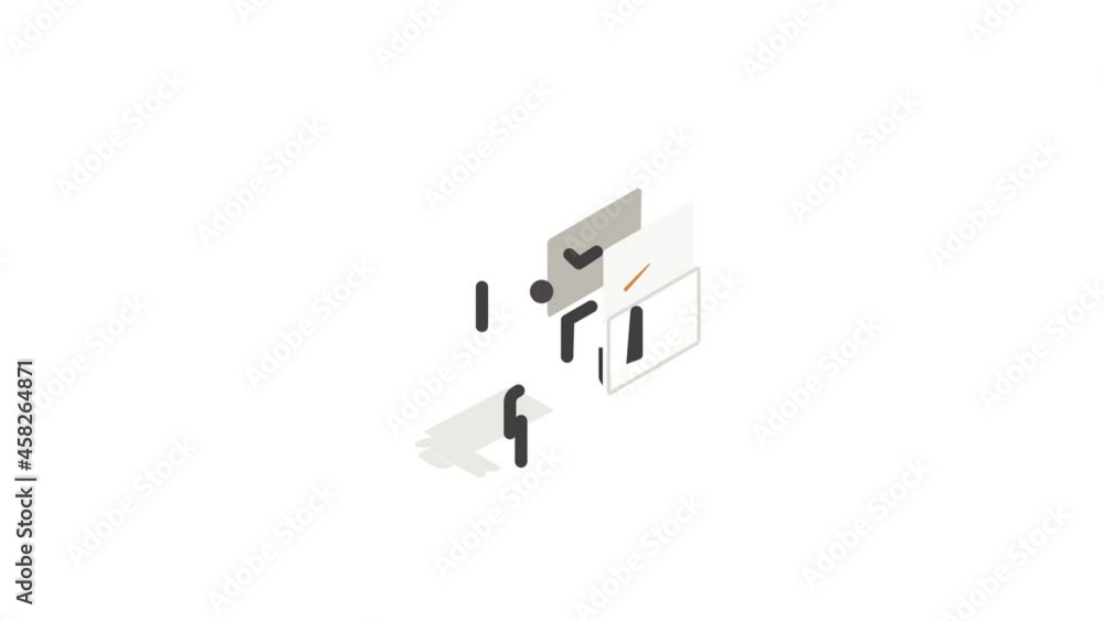 Poster teacher near the blackboard with pointer icon animation isometric best object on white backgound