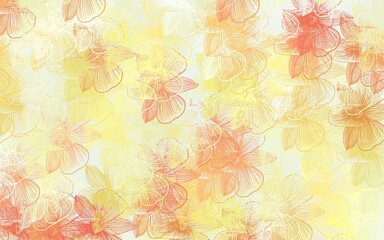 Light Red, Yellow vector doodle background with flowers.