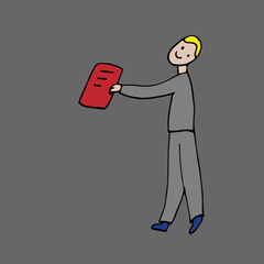 Business icons. Meeting of business people, negotiations on a business project. Isolated vector illustration. Doodles