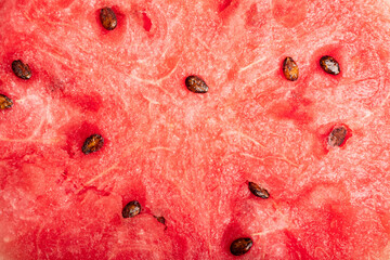 seasonal berry cut watermelon close-up, red sweet watermelon pulp.