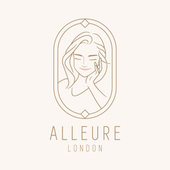 Beauty feminine salon logo with outline style logo