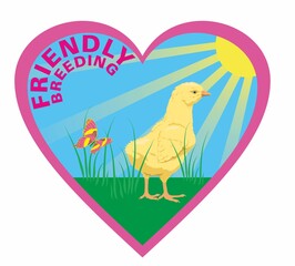 Friendly and respectful chicken breeding. Vector illustration. EPS10