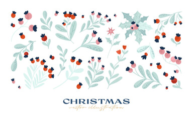 Hand drawn christmas element collection