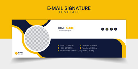 Email signature modern template design layout. Emailers personal business minimalist personal web social media cover.