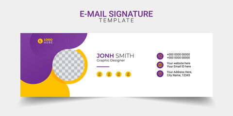 Email signature modern template design layout. Emailers personal business minimalist personal web social media cover.