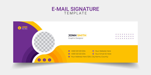 Email signature modern template design layout. Emailers personal business minimalist personal web social media cover.