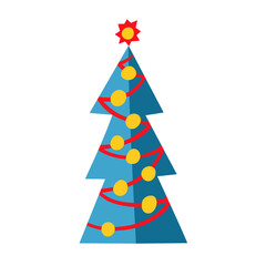 Fototapeta na wymiar Christmas and new year colorful clipart with Christmas tree and ornaments. Bright vector decor for web and print. 