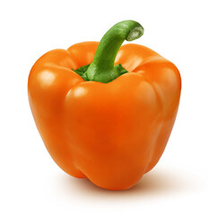 Orange sweet bell pepper isolated on white background