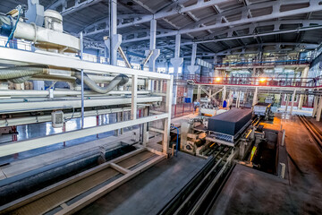 Naklejka premium Factory automated production of concrete blocks