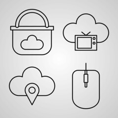 Cloud Computing Symbol Collection On White background Cloud Computing Outline Icons