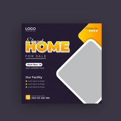 Modern home for sale real estate instagram post social media banner and web banner Template