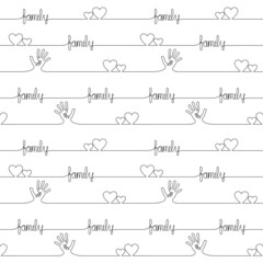 Family is love. line art on white background. Seamless pattern. Texture for fabric, wrapping, wallpaper. Decorative print.