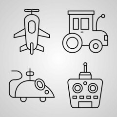Outline Toy Shop Icons isolated on White Background