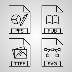 Outline File Format Icons isolated on White Background