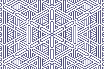 Classic geometric background pattern with blue lines on white, decoration ornament illustration. Simple straight blue line stripes of different design shapes