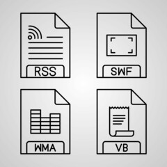 File Format Line Icon Set Collection of Vector Symbol in Trendy Outline Style