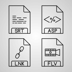 Set of Vector Line Icons of File Format