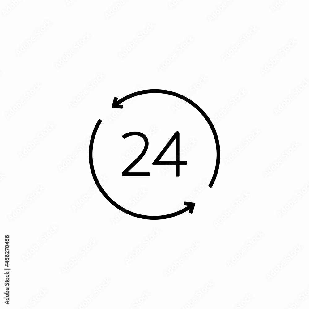 Poster round the clock icon. 24 hours working. linear style. isolated vector. premium pack of icons in tren