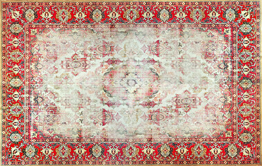 Part of Old Red vintage, grunge Persian Carpet Texture, abstract ornament