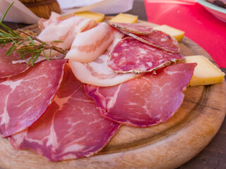 meat on a wooden board