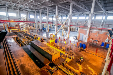 Production of concrete blocks at factory processing step