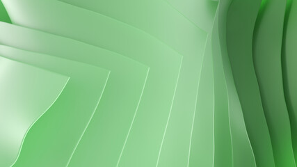 Abstract eco green fashion background. Curvy layers wallpaper. 3d rendering